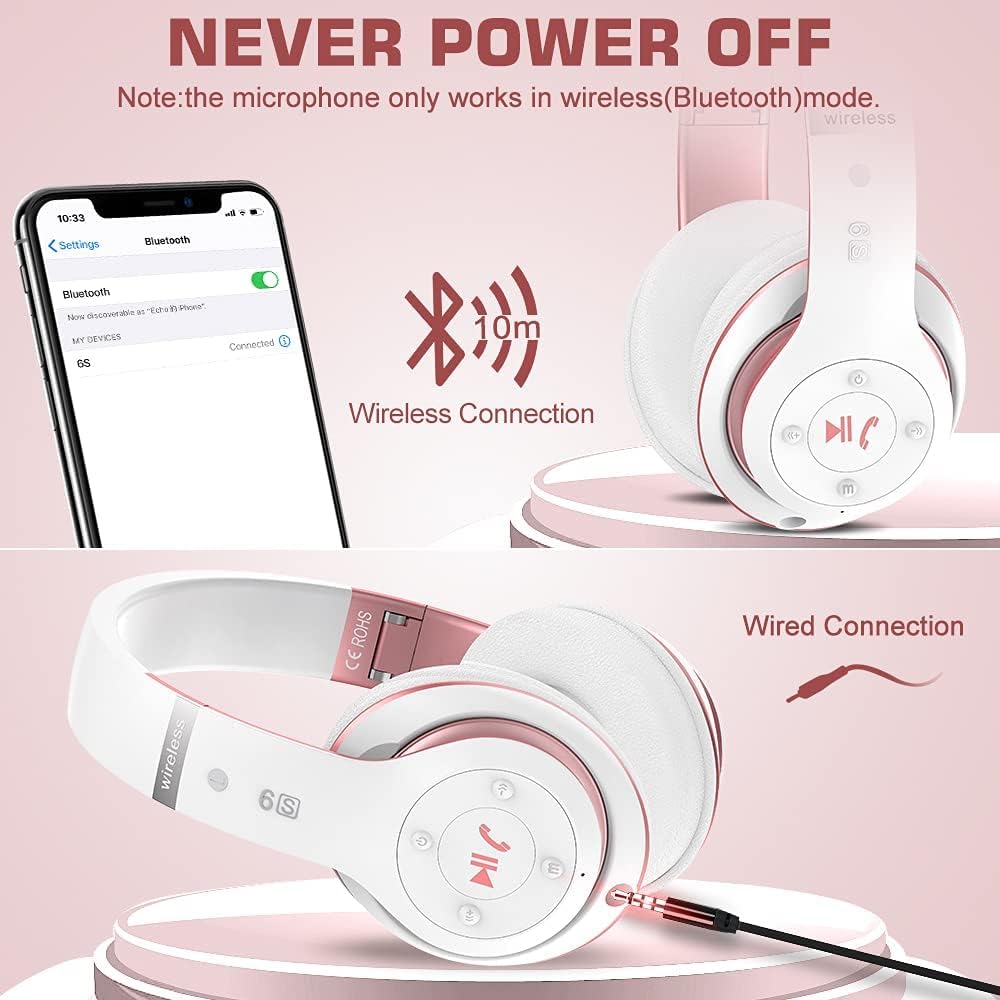 Prtukyt 6S Bluetooth 5.0 headphones for stable wireless connections.