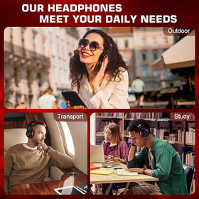 Prtukyt 6S blue headphones with built-in mic for hands-free calls