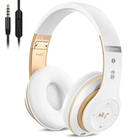 Prtukyt 6S headphones folded for travel in white-gold finish, portable design.
