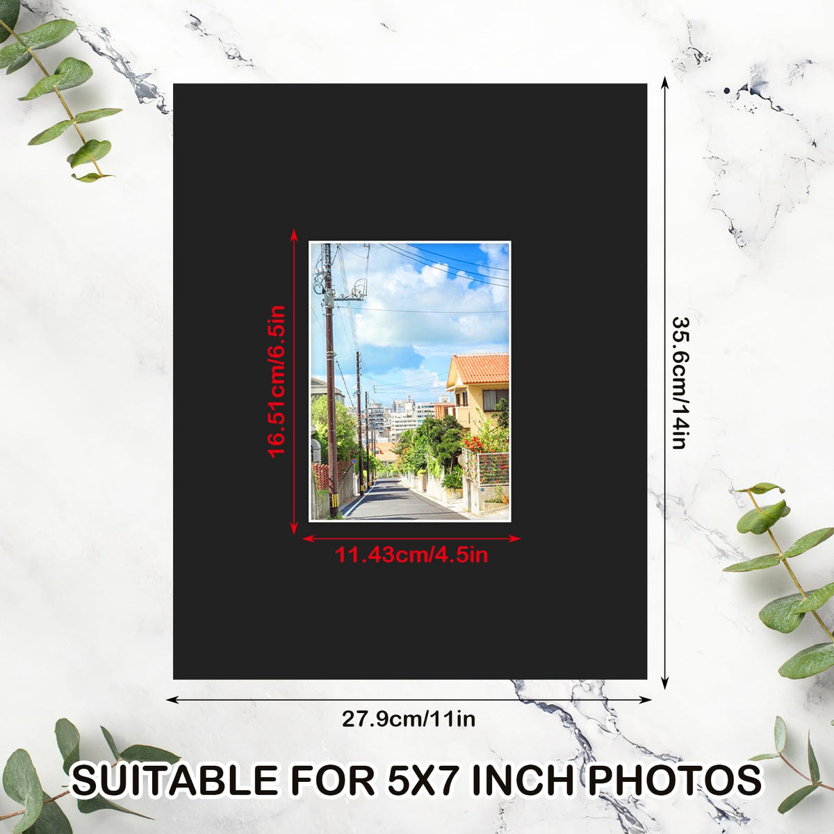 Prudiut beveled-core mat adds depth to 5x7 displays.
