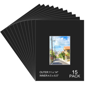 Prudiut 11x14 black mat with outer frame for 5x7 photos.
