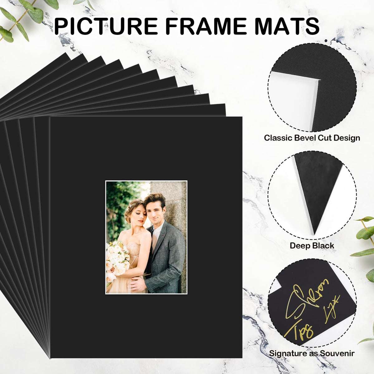 Prudiut classic black mat with cream back suits any photo.