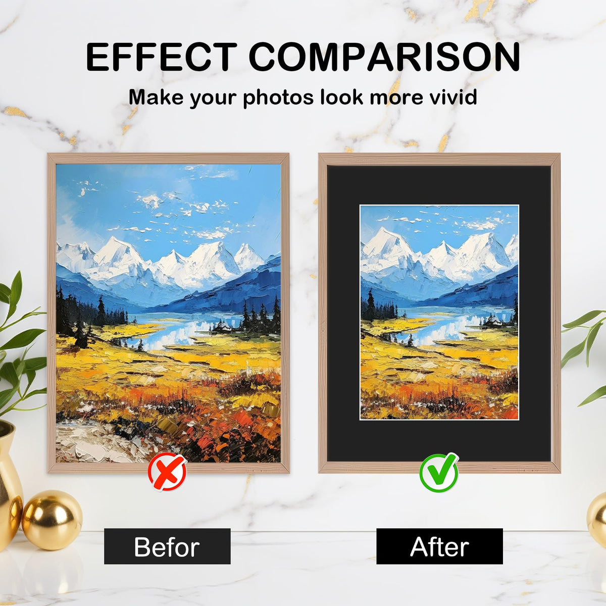 Prudiut black picture mat design offers minimalist style that makes photos pop.