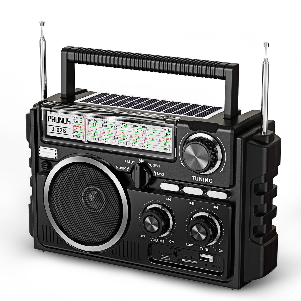 PRUNUS J-02 dual-antenna radio delivers crystal clarity for stable reception indoors or outdoors