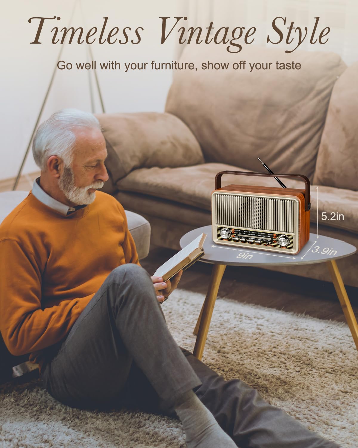 PRUNUS radio paired with smartphone via Bluetooth for wireless music playback