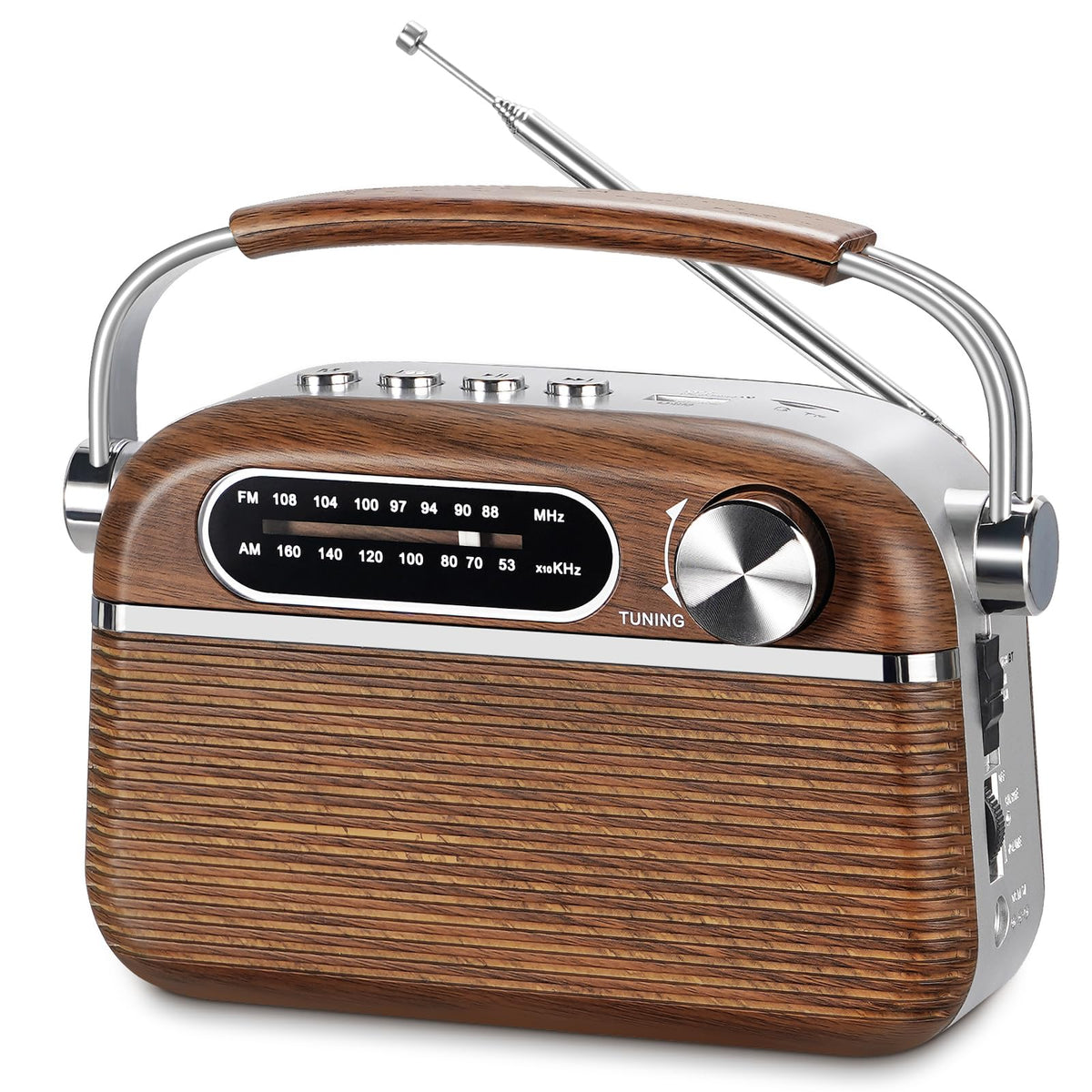 PRUNUS J-130 front view radio with a clear dial for precise tuning.