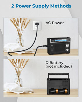 PRUNUS J-136 AM/FM band display highlighting broad station options