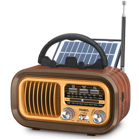 PRUNUS J-150 front view with vintage faux wood finish and easy-to-use dial controls.