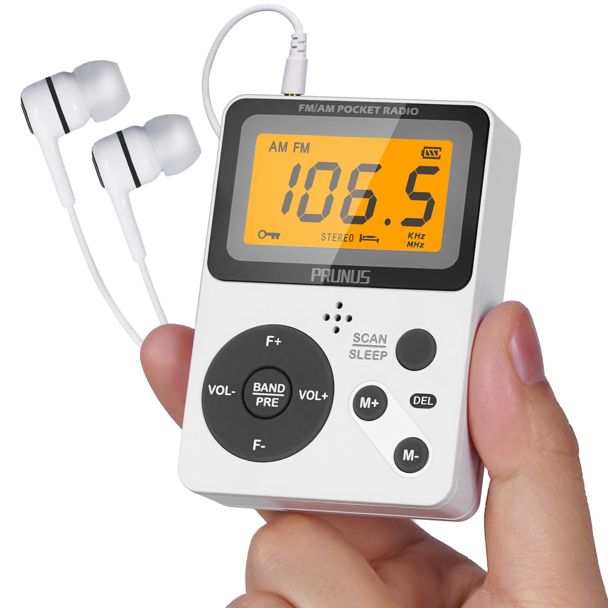 PRUNUS J-159 pocket radio compact design for easy one-handed use