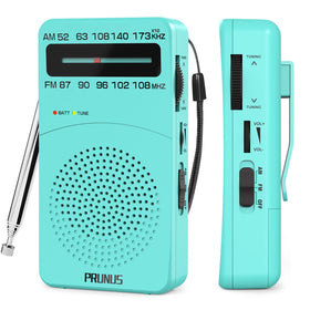 PRUNUS J-166 held in hand, compact portable radio ideal for workouts.