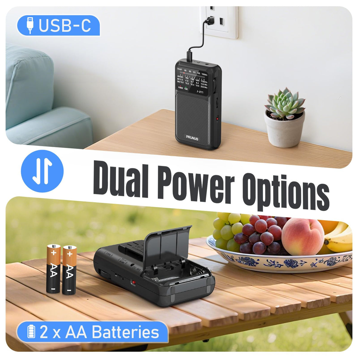 PRUNUS J-211 AA battery operation enables outdoor listening off-grid.