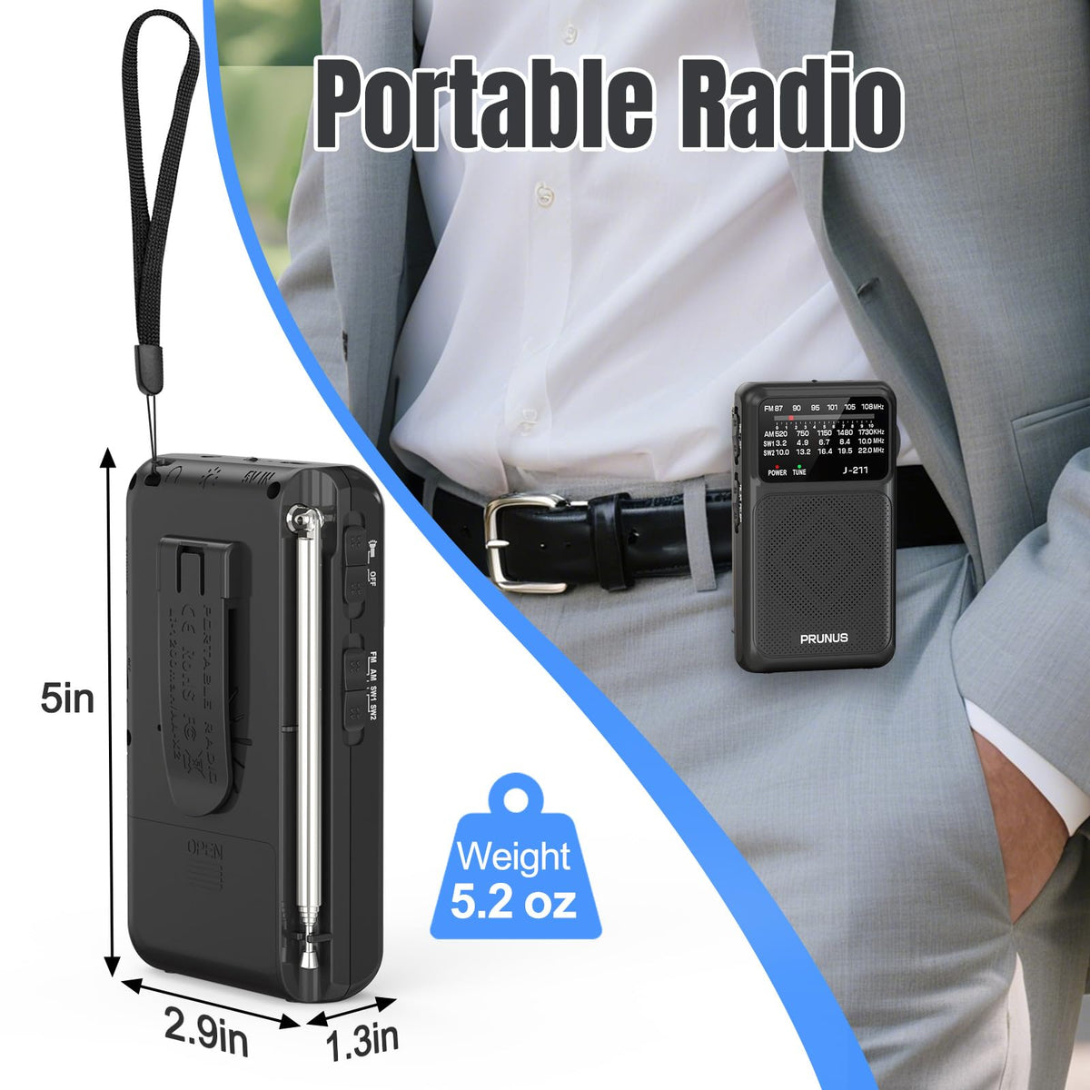 PRUNUS J-211 built-in flashlight helps at night or outages.