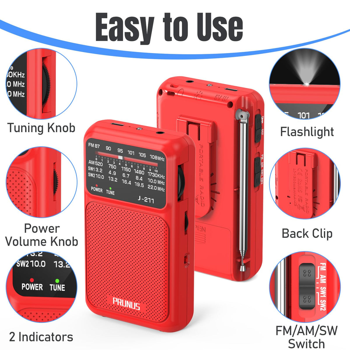 PRUNUS J-211 portable form with back clip and lanyard for everyday carry.