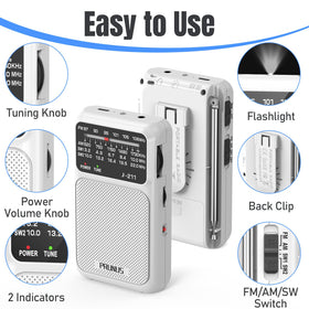 PRUNUS J-211 crisp speaker and headphone jack for private listening