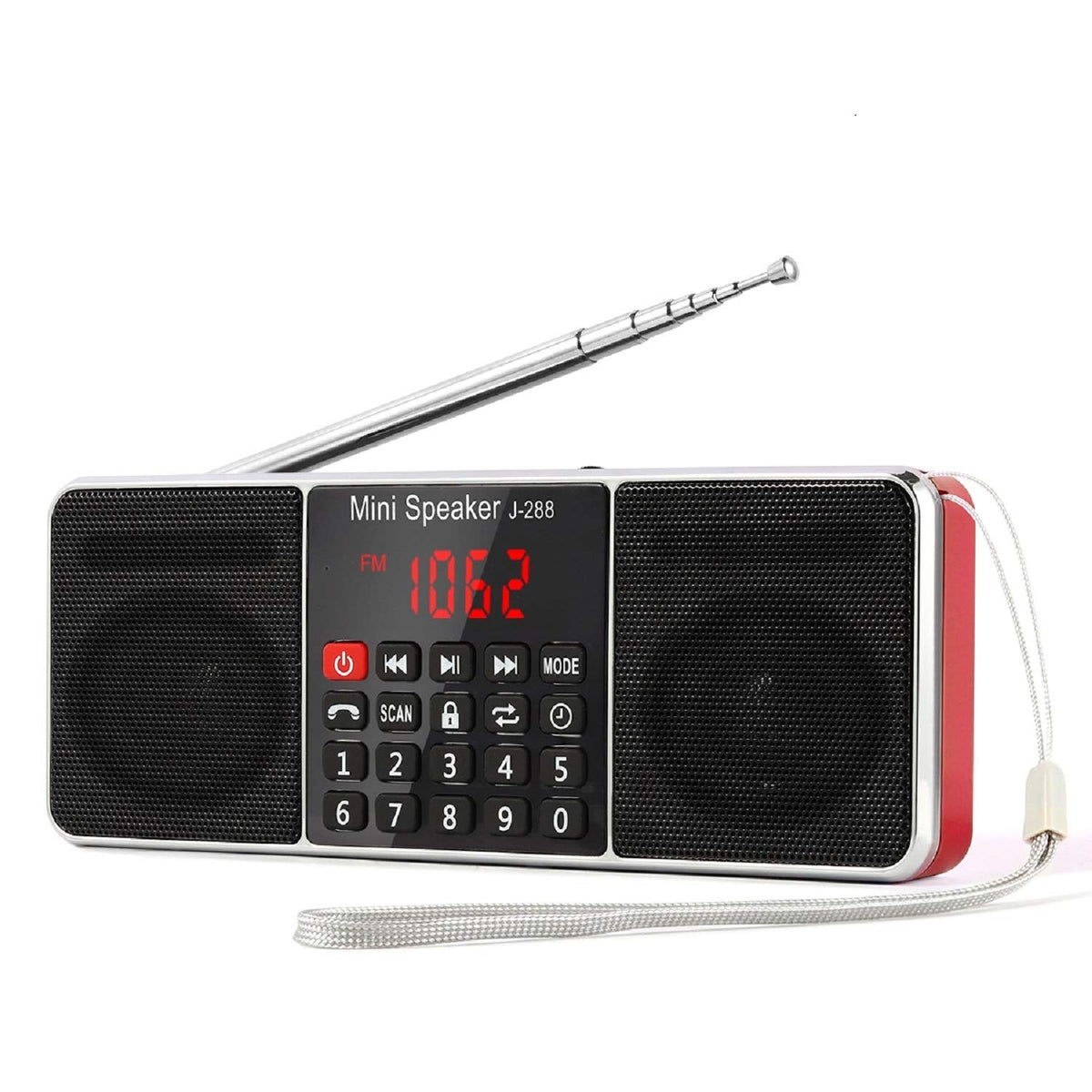 PRUNUS J-288 with extended antenna delivers clearer AM/FM reception for daily listening.