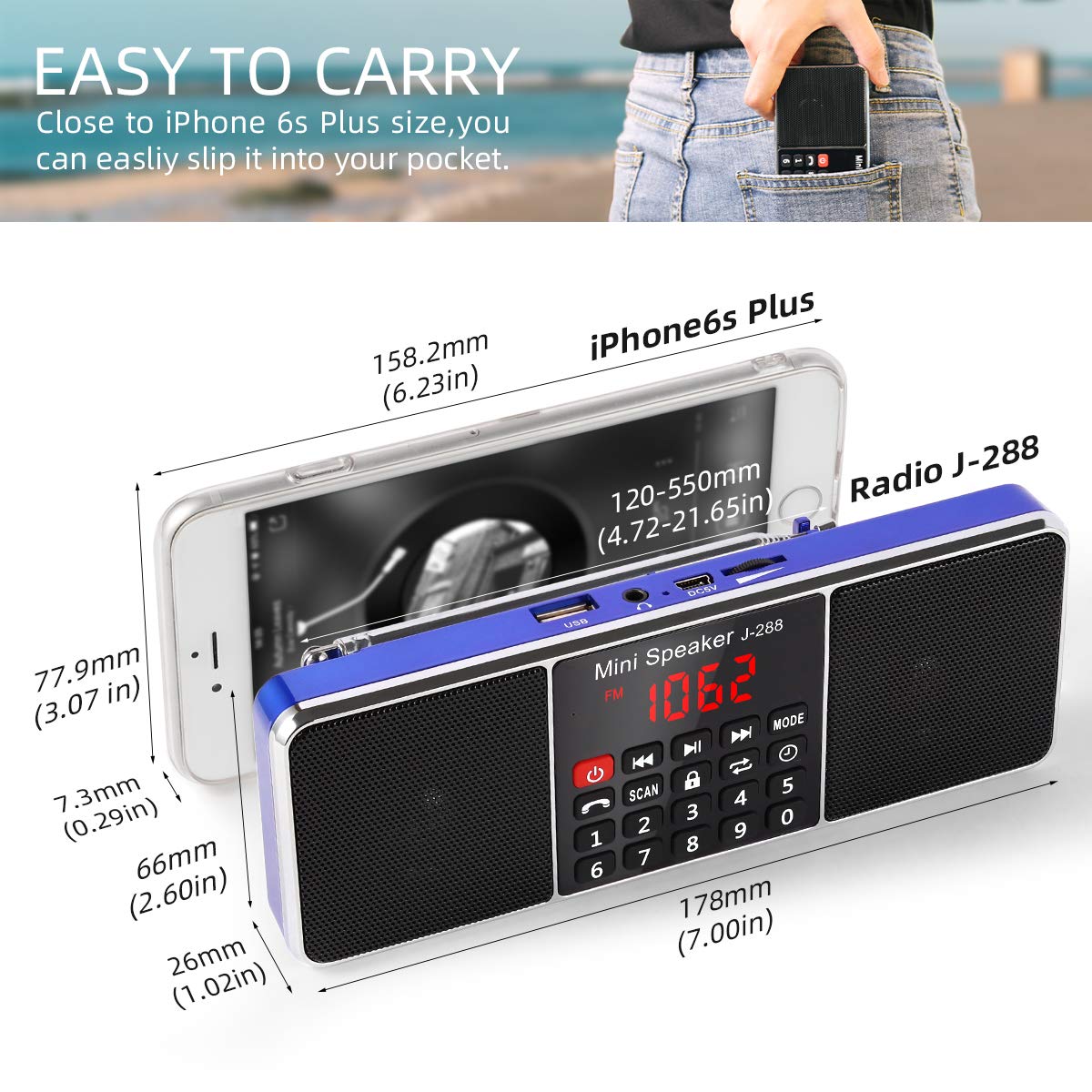 PRUNUS J-288 in Bluetooth speaker mode enables wireless listening with easy pairing.