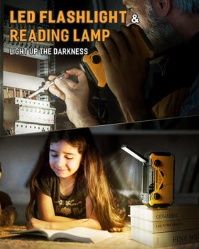 PRUNUS J-369 in use with hand crank for off-grid charging