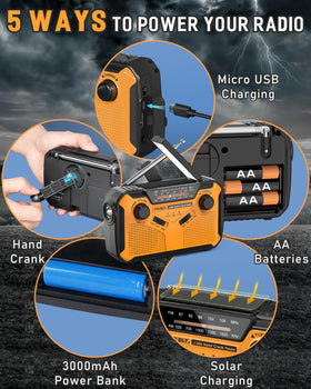 PRUNUS J-369 side panel showing hand crank and USB port for versatility