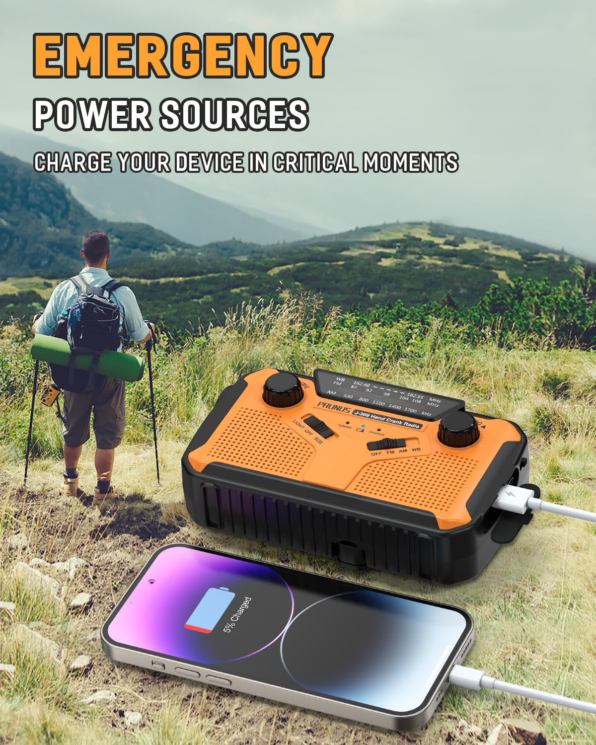 PRUNUS J-369 SOS beacon with flashing lights for emergencies