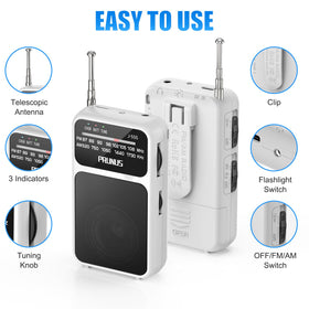 PRUNUS J-555 pocket radio AAA battery mode ready for outdoor adventures.