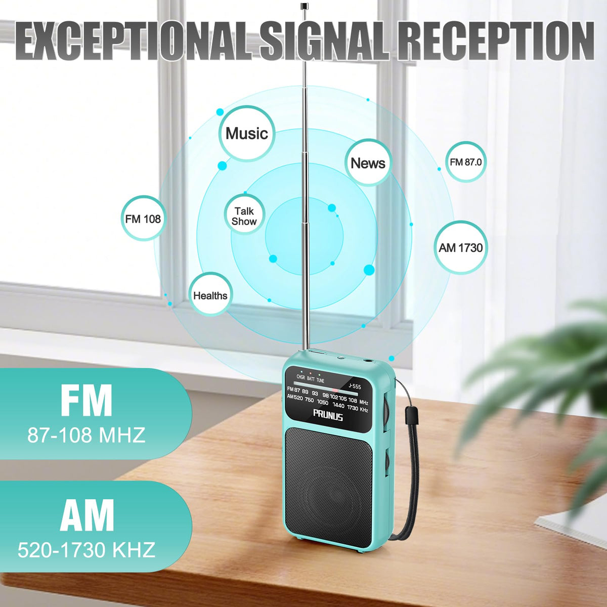 PRUNUS J-555 pocket radio built-in flashlight helps when it’s dark