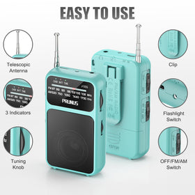 PRUNUS J-555 pocket radio built-in magnetic speaker delivers clear audio