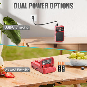 PRUNUS J-555 side clip highlights belt attachment for hands-free listening.