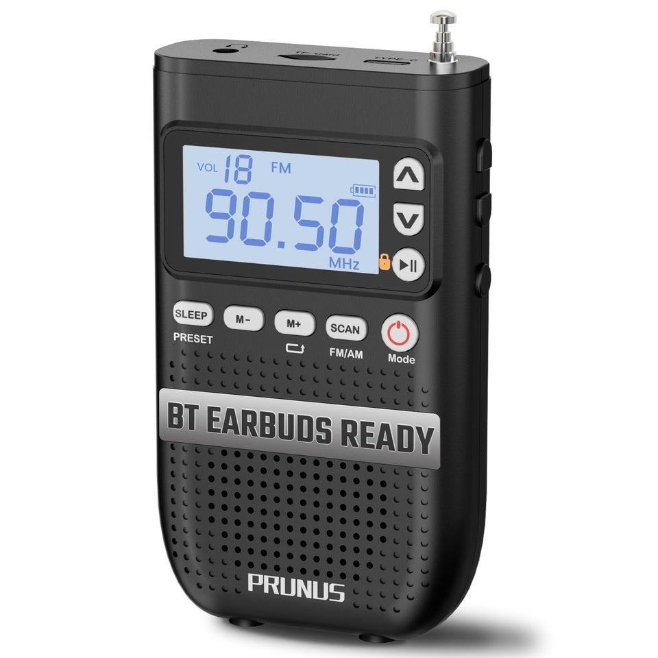PRUNUS J-618 front view showing speaker and display for portable listening