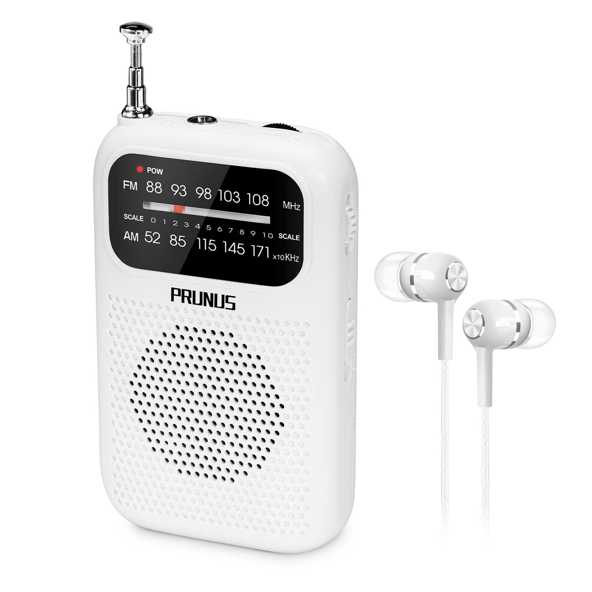 PRUNUS J-777 pocket radio front view showing compact portable design for travel