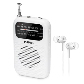 PRUNUS J-777 pocket radio front view showing compact portable design for travel
