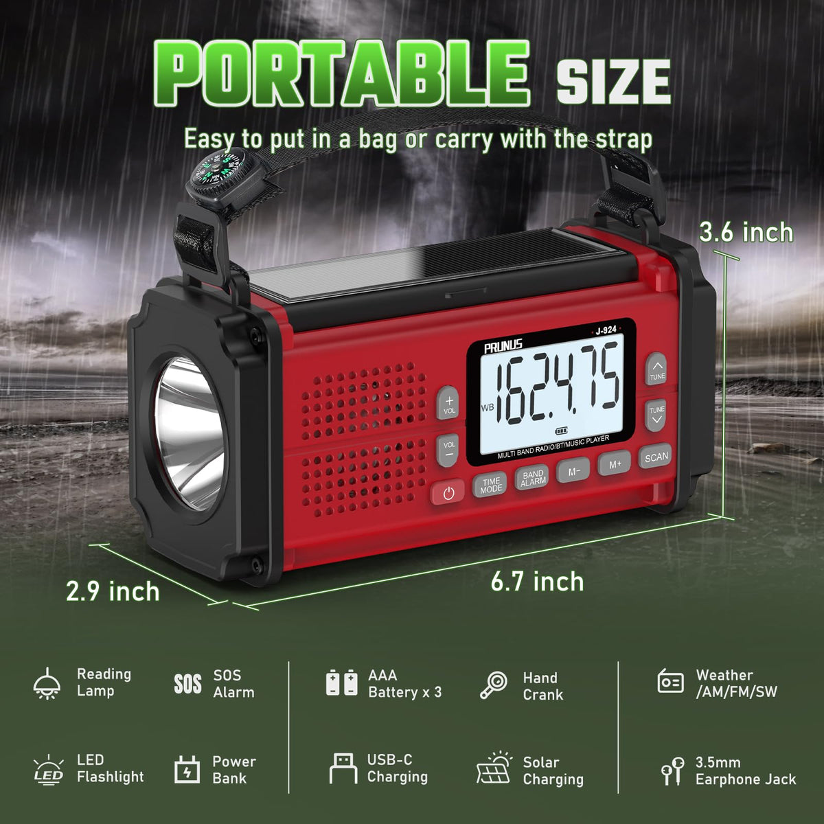 PRUNUS J-924 flashlight and reading light illuminate tasks at night.