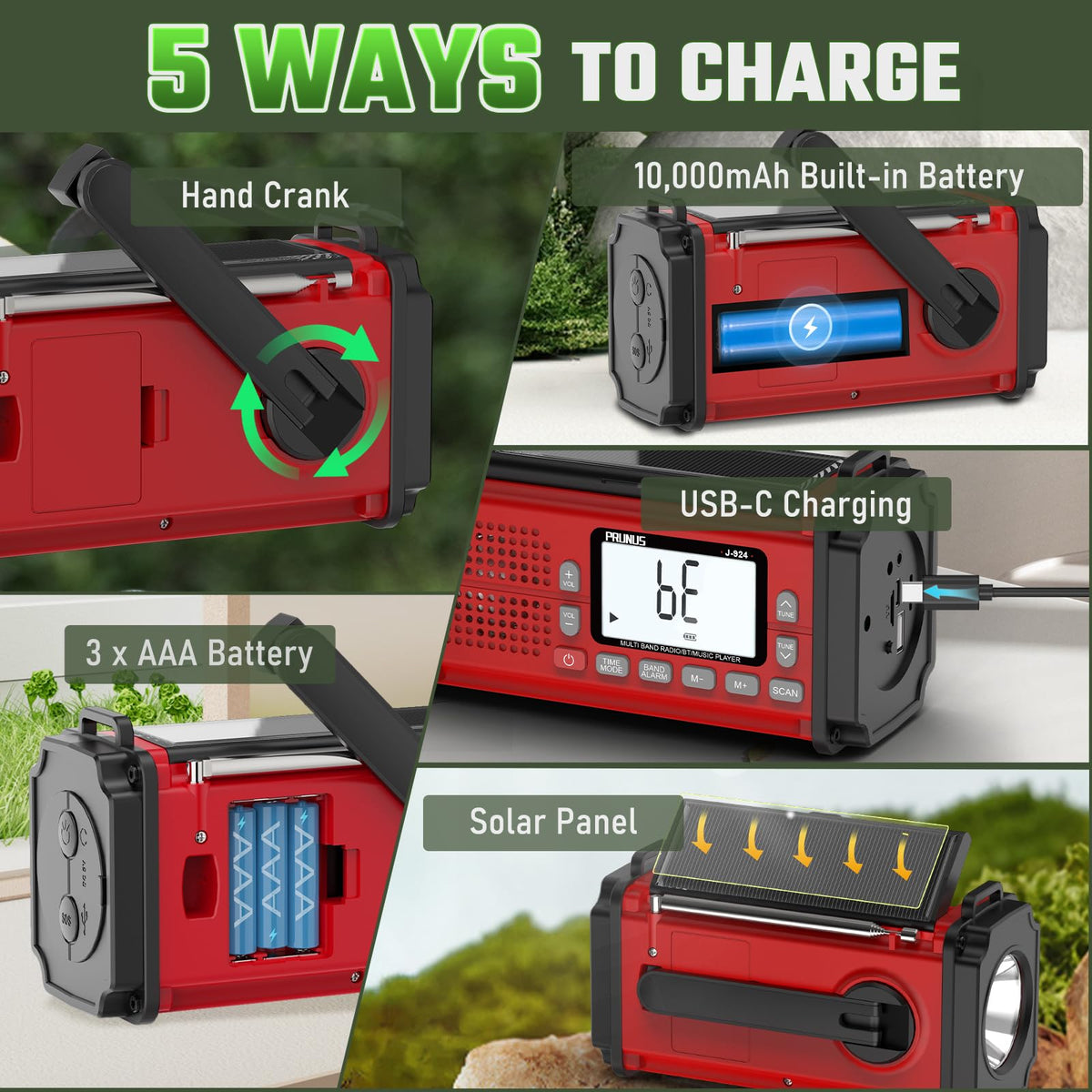 PRUNUS J-924 USB-C charging enables quick daily power.