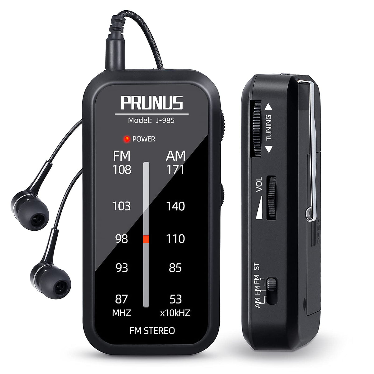 PRUNUS J-985 front view showing controls and clear display for quick tuning