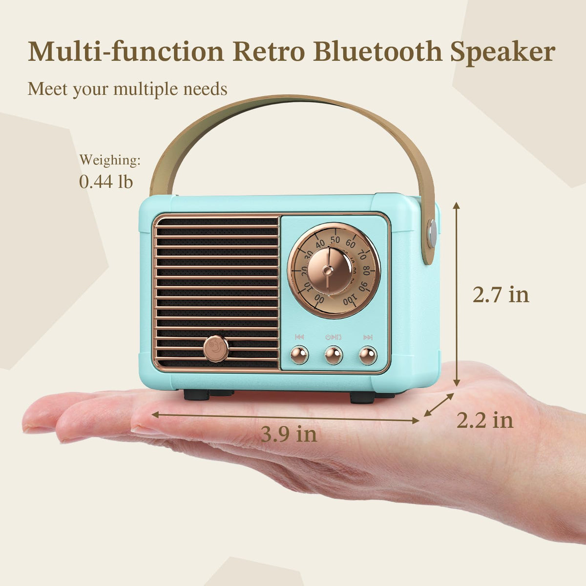 PRUNUS J-999 next to smartphone illustrating small size and travel-friendly design