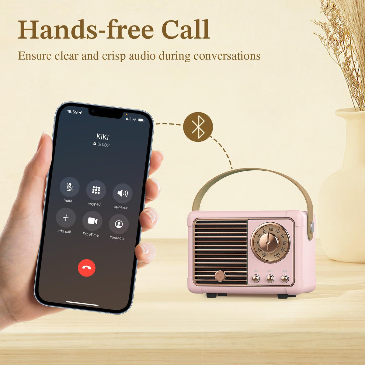 PRUNUS J-999 with AUX cable and TF card showing offline playback options