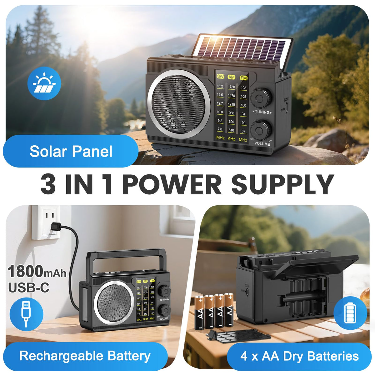 PRUNUS J-135 solar panel recharging during outdoor use