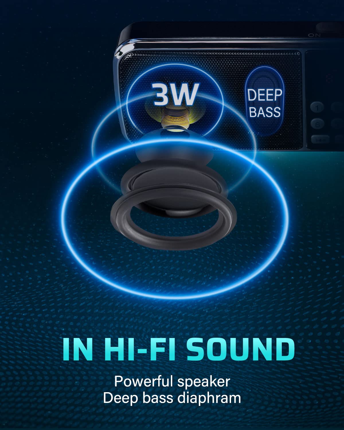PRUNUS J-189 close-up of the built-in speaker for clear audio