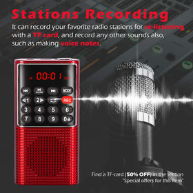 PRUNUS J-328 pocket radio side view highlights slim profile fits easily in pockets.