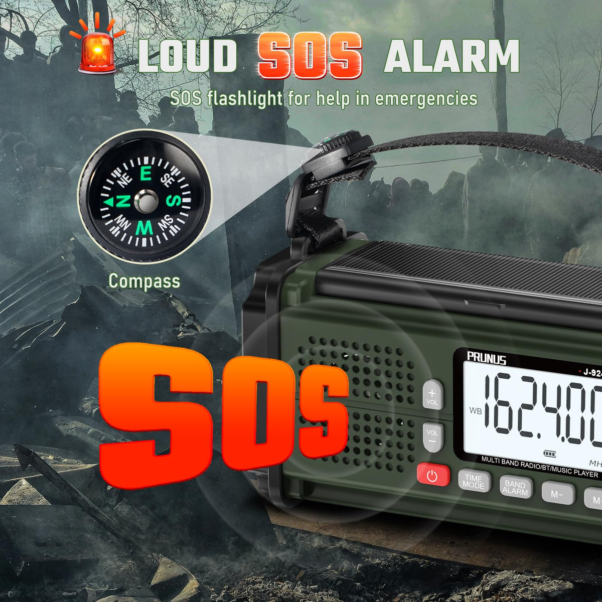 PRUNUS J-924 built-in compass for outdoor navigation