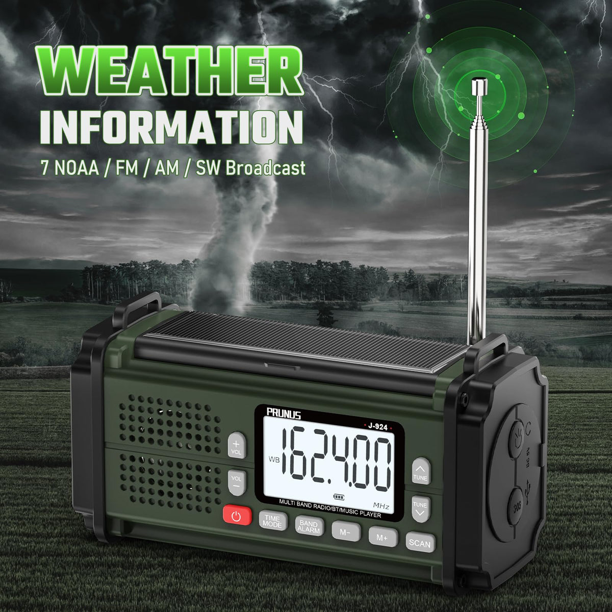 PRUNUS J-924 displays seven NOAA weather stations for forecasts