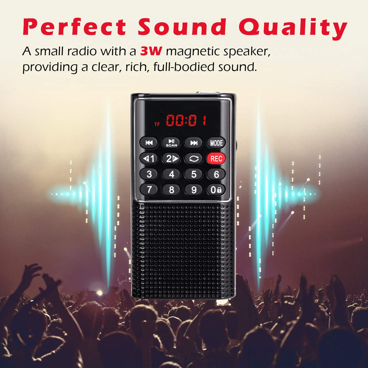 PRUNUS Mini Pocket FM Walkman recorder function lets you save radio moments.