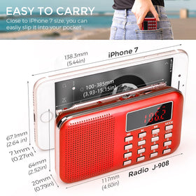 PRUNUS mini portable radio MP3 playback function for on-the-move music