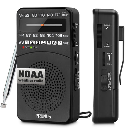 PRUNUS NOAA Weather Radio front view showing compact design for emergencies