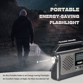 PRUNUS NOAA radio held during outdoor trip for news on the go