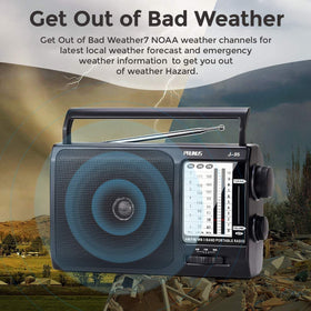 PRUNUS NOAA Weather Radio outdoors mode ready for travel and updates.