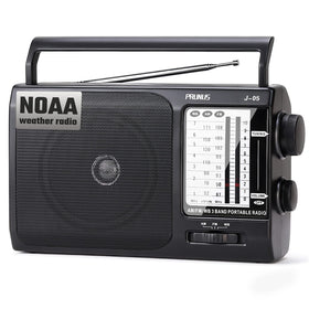 PRUNUS NOAA Weather Radio with telescopic antenna delivering strong reception for clear forecasts.