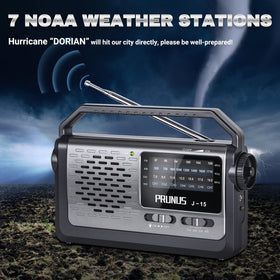 PRUNUS NOAA radio side panel showing intuitive controls for easy setup