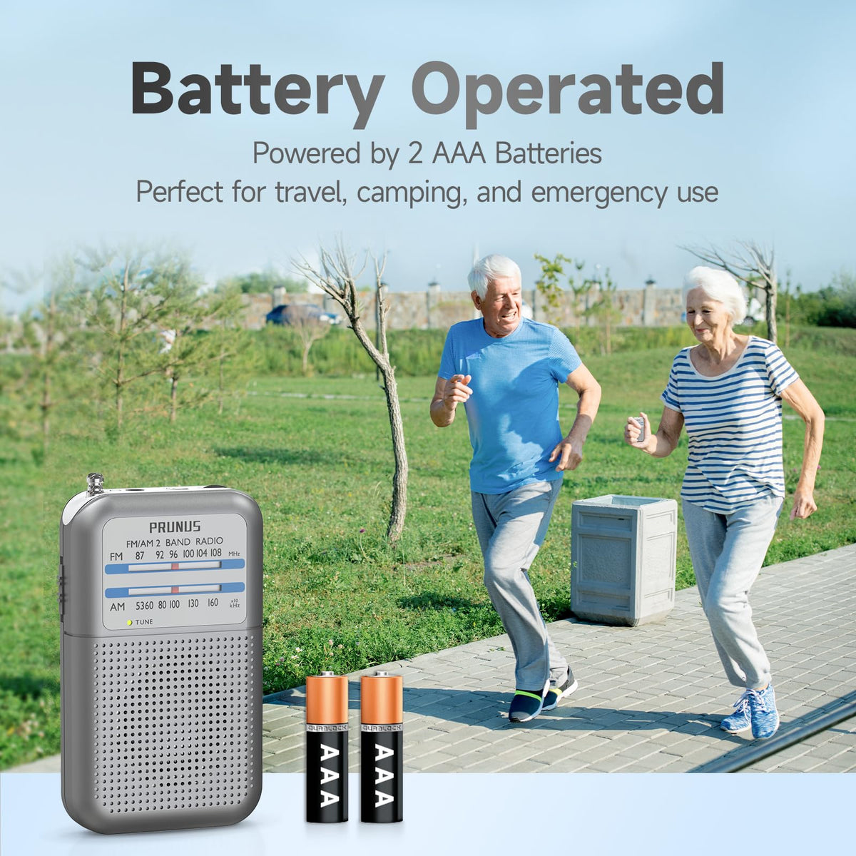 PRUNUS pocket radio headphone jack enables private listening without disturbance