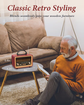 PRUNUS retro radio AM/FM/SW bands enable wide station reception on the go.
