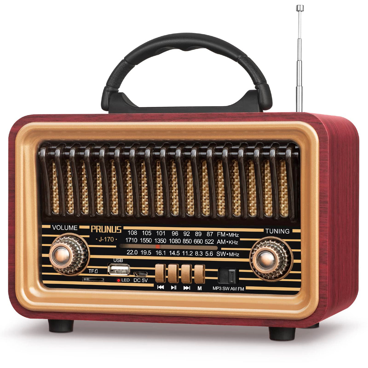 PRUNUS Retro Radio delivers loud stereo sound for living rooms and gatherings.